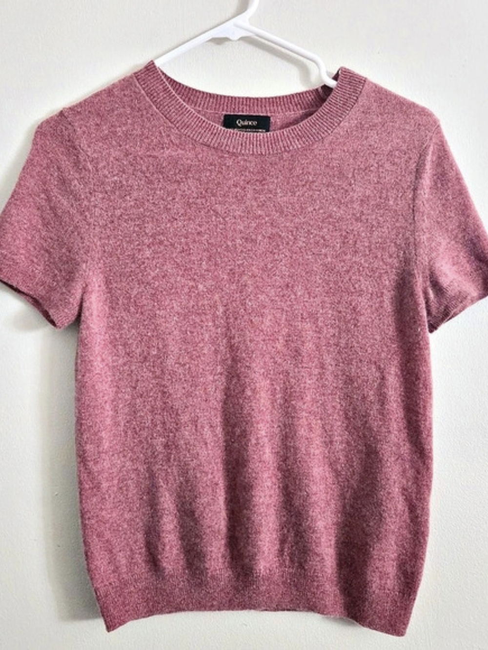 Quince Mongolian Cashmere Tee Cashmere Crewneck Pink Small